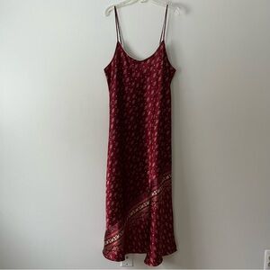 Oscar de le Renta Satin Nightgown Large Red Gold Classic